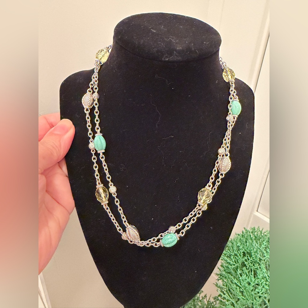 judith ripka sterling silver turquoise lemon quartz necklace 36 inch